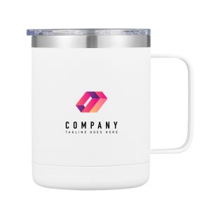 12oz Stainless Steel Personalized Mug with Handle-White