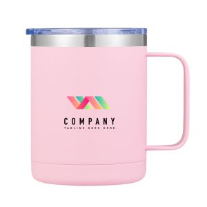 12oz Stainless Steel Personalized Mug with Handle-Pink