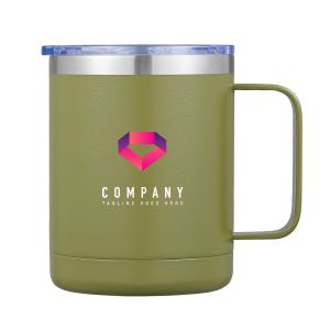12oz Stainless Steel Personalized Mug with Handle-Green