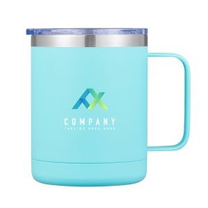 12oz Stainless Steel Personalized Mug with Handle-Light Blue