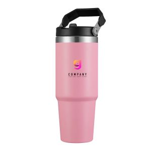 30oz Double Wall Stainless Steel Tumbler with handle-Pink