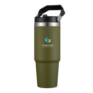30oz Double Wall Stainless Steel Tumbler with handle-Green