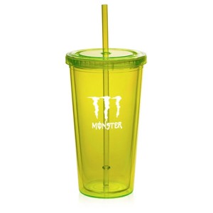 20oz Double Wall Bottle With Lid and Straw - Lime Green