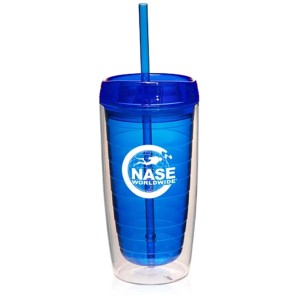 16oz Double Wall Tumblers With Straw - Blue