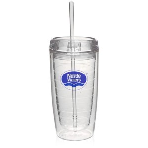 16oz Double Wall Tumblers With Straw - Clear