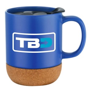 12oz Cork Base Ceramic Mug with Lid - Blue