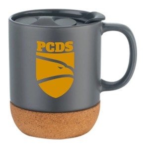 12oz Cork Base Ceramic Mug with Lid - Grey